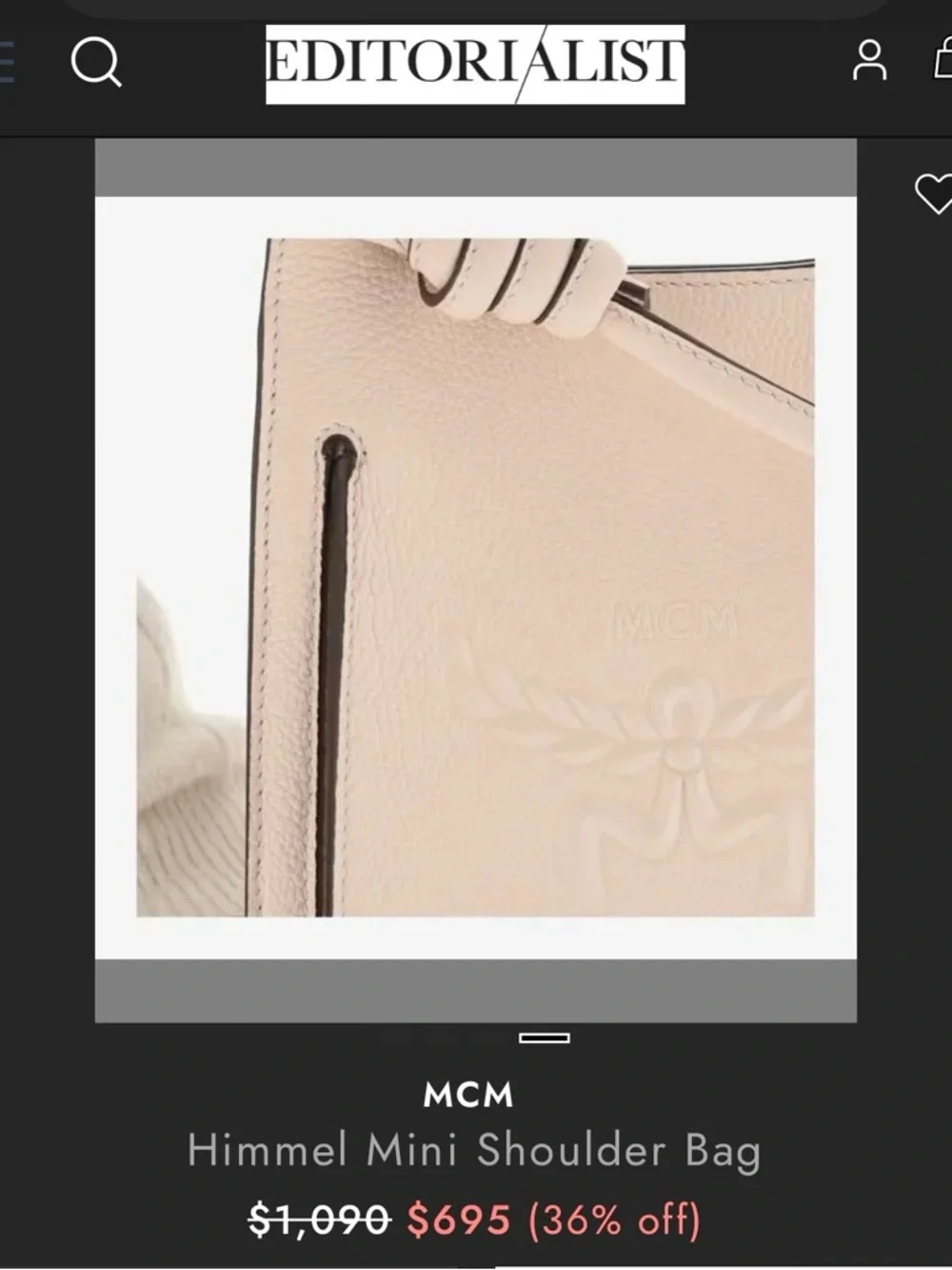 MCM Pale Pink Leather Mini Himmel Hobo Crossbody Bag